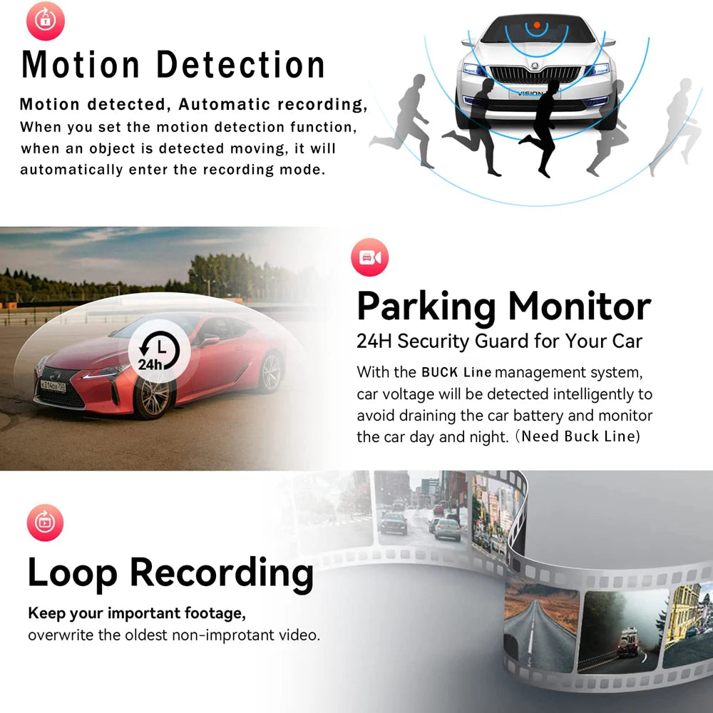 3 Channel Dash Cam HD 1080P 3-Lens Inside Vehicle  Car DVR Three Way Camera DVRs Recorder Video Registrator Dashcam Camcorder Road Master Precision Auto