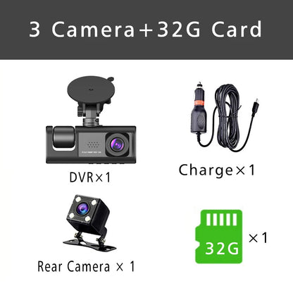 3 Channel Dash Cam HD 1080P 3-Lens Inside Vehicle  Car DVR Three Way Camera DVRs Recorder Video Registrator Dashcam Camcorder Road Master Precision Auto
