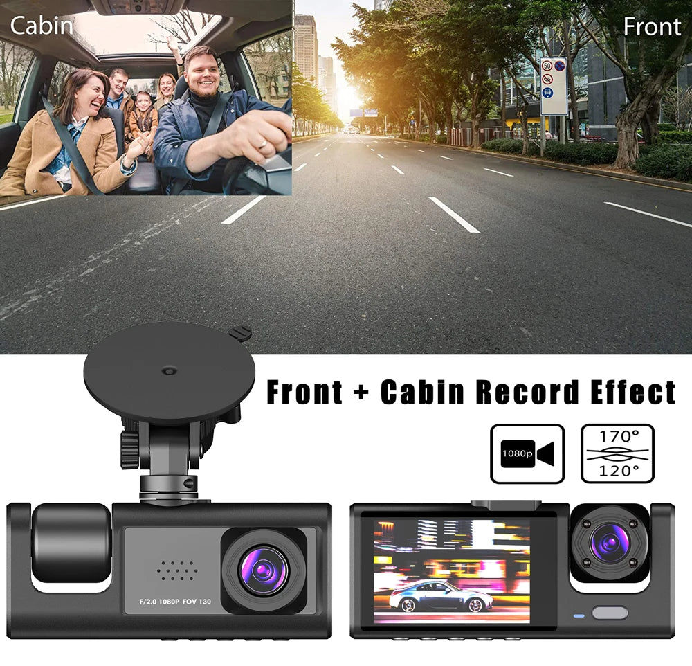 3 Channel Dash Cam HD 1080P 3-Lens Inside Vehicle  Car DVR Three Way Camera DVRs Recorder Video Registrator Dashcam Camcorder Road Master Precision Auto
