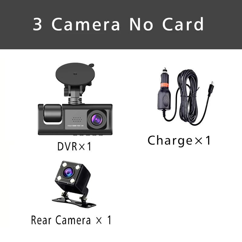 3 Channel Dash Cam HD 1080P 3-Lens Inside Vehicle  Car DVR Three Way Camera DVRs Recorder Video Registrator Dashcam Camcorder Road Master Precision Auto
